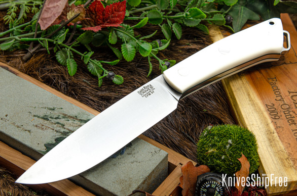Bark River Knives: Fox River II LT - CPM 3V - White Linen Micarta - Forest Green Liners