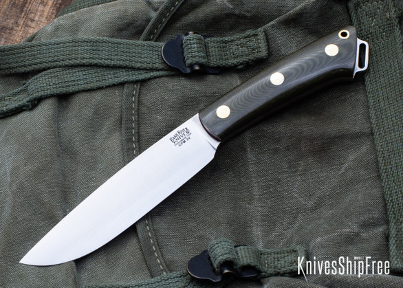 Bark River Knives: Fox River II LT - CPM 3V - Green Linen Micarta - Red Liners - Brass Pins