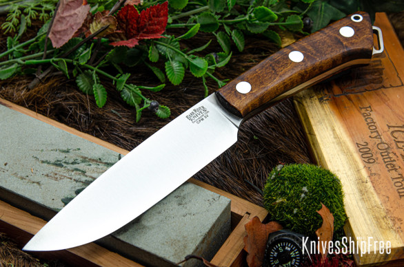 Bark River Knives: Fox River II LT - CPM 3V - Dark Curly Maple - Black Liners #1