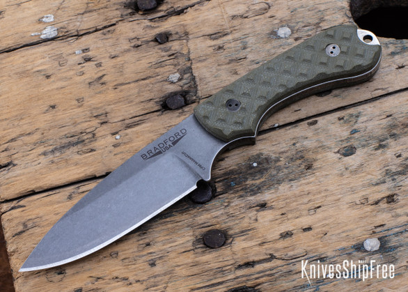 Bradford Knives: Guardian 3.2 - Textured OD Green G-10 - CPM-Magnacut - Sabre Grind - Stonewash