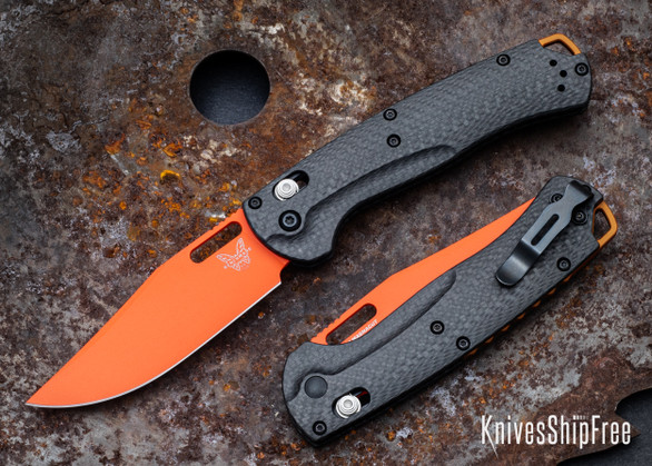 Benchmade Knives: 15535OR-1 Taggedout - Carbon Fiber - CPM-MagnaCut - Orange Cerakote - AXIS Lock