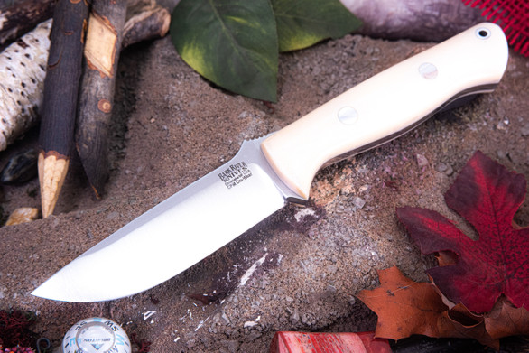 Bark River Knives: Bravo 1 - CPM CruWear - Antique Bone Linen Micarta