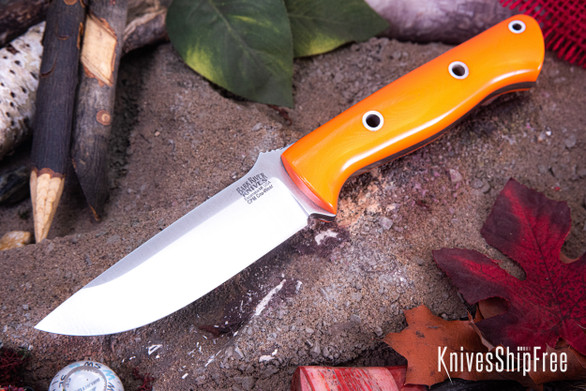 Bark River Knives: Bravo 1 - CPM CruWear - Blaze Orange G-10 - Hollow Pins