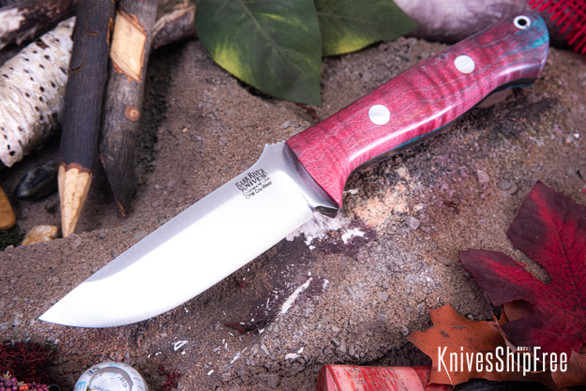 Bark River Knives: Bravo 1 - CPM CruWear -  Red & Teal Tigertail Maple Burl #3