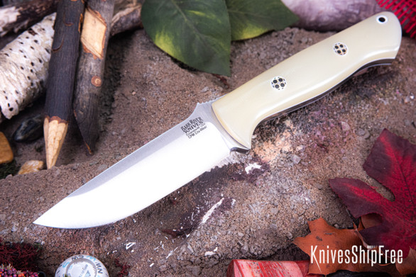 Bark River Knives: Bravo 1 - CPM CruWear - Dune G-10 - White Liners - Mosaic Pins