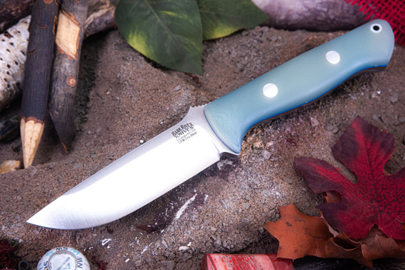Bark River Knives: Bravo 1 - CPM CruWear - Ghost Green Jade G-10 - Blue Liners - Matte