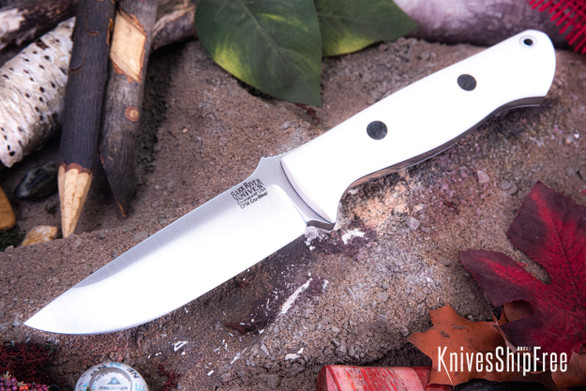 Bark River Knives: Bravo 1 - CPM CruWear - White Linen Micarta - Black Liners & Pins