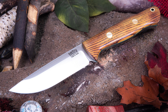 Bark River Knives: Bravo 1 - CPM CruWear - Rampless - Osage Orange - Green Liners - Brass Pins #1