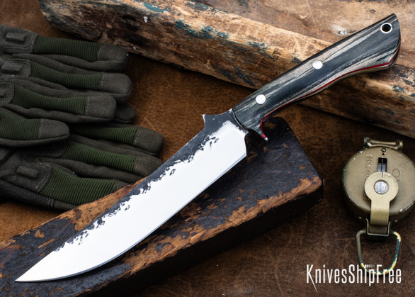 Lon Humphrey Knives: Viper - Forged 52100 - Storm Maple - Red Liners - LH24HI004