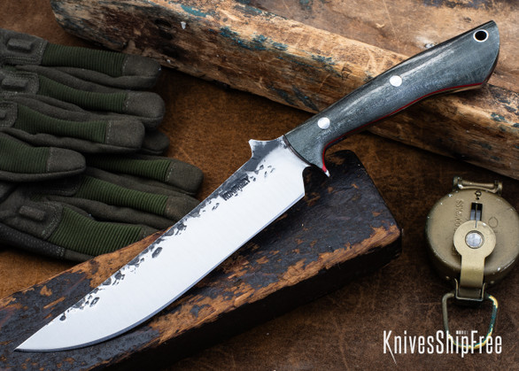Lon Humphrey Knives: Viper - Forged 52100 - Storm Maple - Red Liners - LH24HI010
