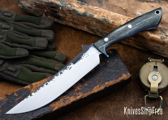 Lon Humphrey Knives: Viper - Forged 52100 - Storm Maple - Blue Liners - LH24HI022