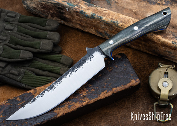Lon Humphrey Knives: Viper - Forged 52100 - Storm Maple - Blue Liners - LH24HI023