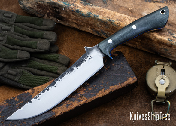Lon Humphrey Knives: Viper - Forged 52100 - Storm Maple - Blue Liners - LH24HI024