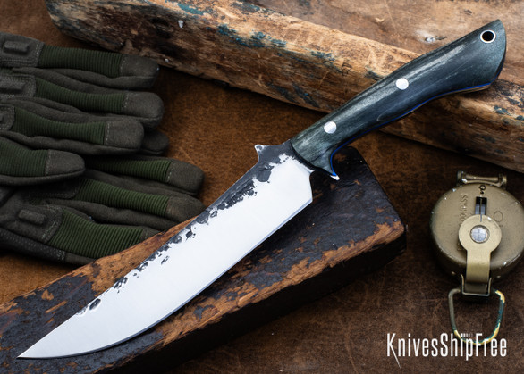 Lon Humphrey Knives: Viper - Forged 52100 - Storm Maple - Blue Liners - LH24HI025