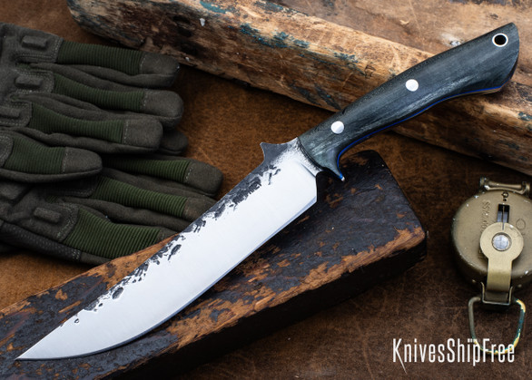 Lon Humphrey Knives: Viper - Forged 52100 - Storm Maple - Blue Liners - LH24HI027