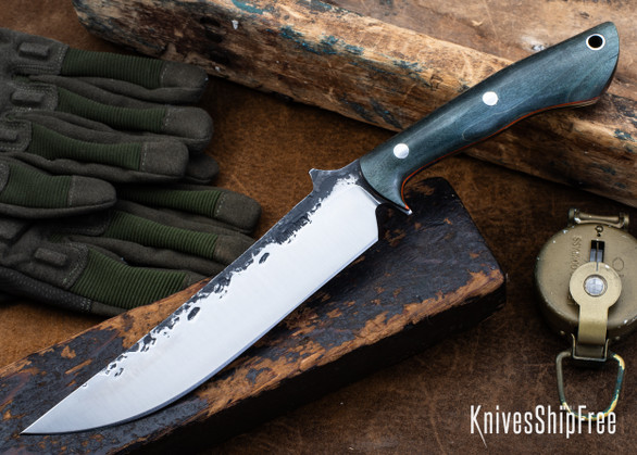 Lon Humphrey Knives: Viper - Forged 52100 - Storm Maple - Orange Liners - LH24HI053