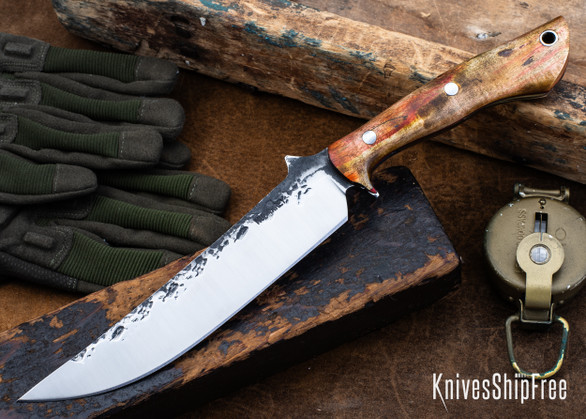 Lon Humphrey Knives: Viper - Forged 52100 - Backwoods Box Elder - Red Liners - LH24HI104