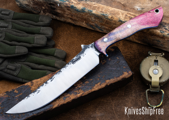 Lon Humphrey Knives: Viper - Forged 52100 - Backwoods Box Elder - Blue Liners - LH24HI109