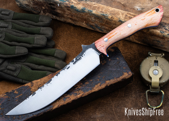 Lon Humphrey Knives: Viper - Forged 52100 - Backwoods Box Elder - Blue Liners - LH24HI114