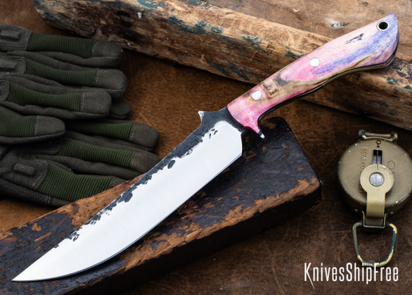 Lon Humphrey Knives: Viper - Forged 52100 - Backwoods Box Elder - Black Liners - LH24HI120