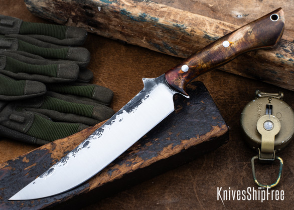Lon Humphrey Knives: Viper - Forged 52100 - Backwoods Box Elder - Orange Liners - LH24HI126