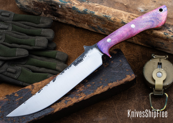 Lon Humphrey Knives: Viper - Forged 52100 - Backwoods Box Elder - Orange Liners - LH24HI128