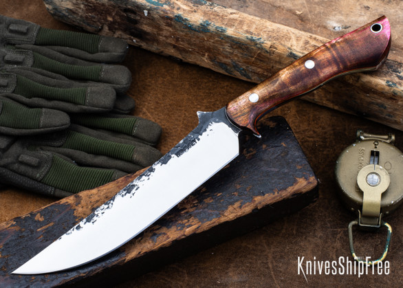 Lon Humphrey Knives: Viper - Forged 52100 - Backwoods Box Elder - Orange Liners - LH24HI131