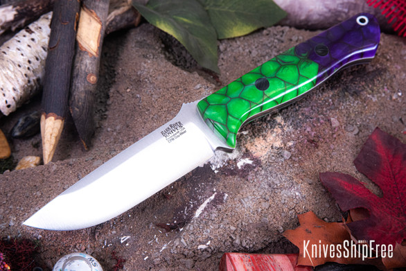 Bark River Knives: Bravo 1 - CPM Cruwear - Mystic Dragon Sclae - White Liners - Black Pins