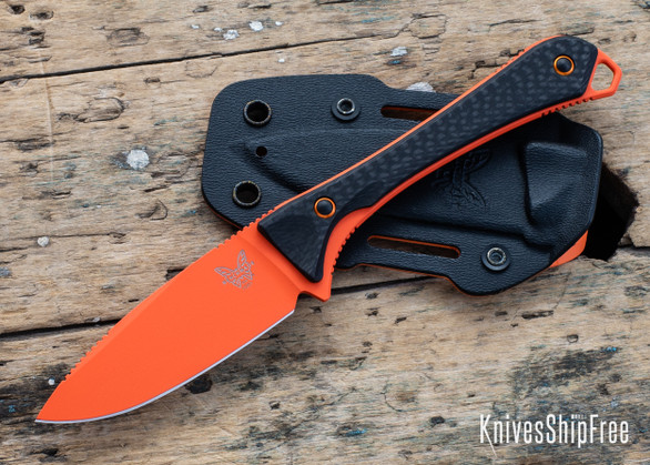 Benchmade Knives: 15201OR Altitude - Carbon Fiber - CPM-S90V - Orange Cerakote