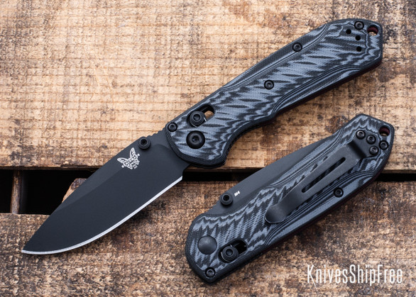 Benchmade Knives: 565BK-02 Mini Freek - Black & Gray G-10 - CPM-M4 - Black Cerakote - AXIS Lock