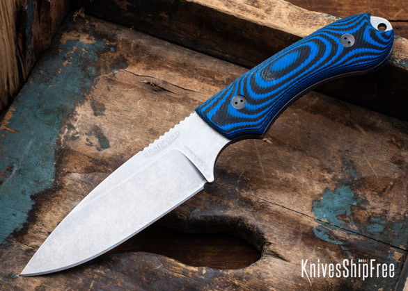 Bradford Knives: Guardian 4.2 - 3D Microtextured Black & Blue G-10 - CPM-MagnaCut - Stonewashed