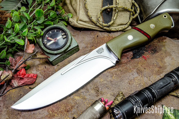 Bark River Knives: Bravo Strike Force II - CPM 3V - Ranger Green G-10 - Bloody Basin Spacer - Black Liners - Mosaic Pins