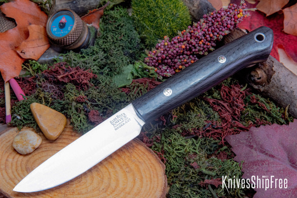 Bark River Knives: Little Creek II - CPM MagnaCut - Black Carbon Fiber - Purple Liner - Mosaic Pins