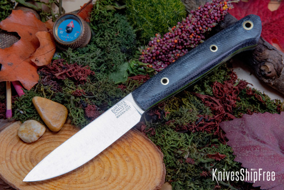 Bark River Knives: Little Creek II - CPM MagnaCut - Blue Denim Micarta - Toxic Green Liners - Hollow Brass Pins