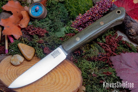 Bark River Knives: Little Creek II - CPM MagnaCut - Green Canvas Micarta - Brass Pins