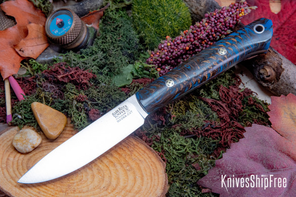 Bark River Knives: Little Creek II - CPM MagnaCut - Blue & Copper Pinecone - Mosaic Pins