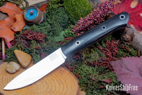 Bark River Knives: Little Creek II - CPM MagnaCut - Black Canvas Micarta - Hollow Pins