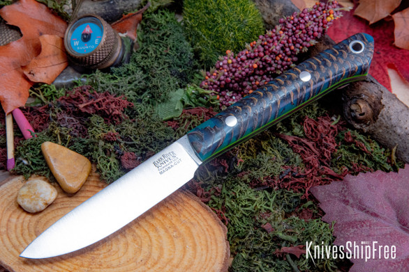 Bark River Knives: Little Creek II - CPM MagnaCut - Blue Pinecone - Toxic Liner