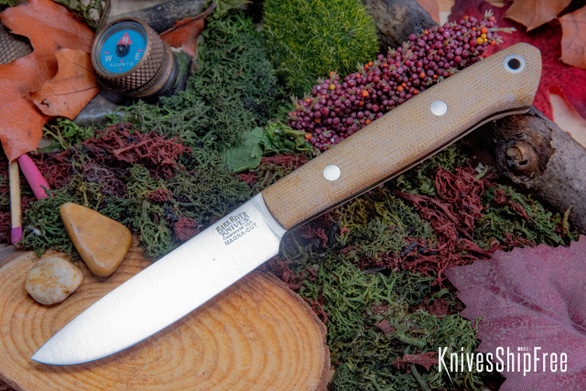 Bark River Knives: Little Creek II - CPM MagnaCut - Natural Canvas Micarta - Matte