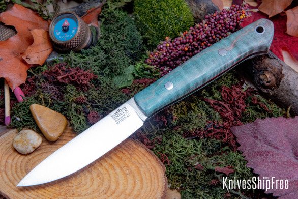 Bark River Knives: Little Creek II - CPM MagnaCut - Teal Tigertail Maple Burl #3