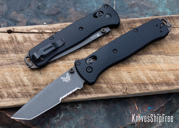 Benchmade Knives: 537SGY-03 Bailout - Black Aluminum - CPM-M4 Tanto - Partially Serrated - Tungsten Gray Cerakote - AXIS Lock