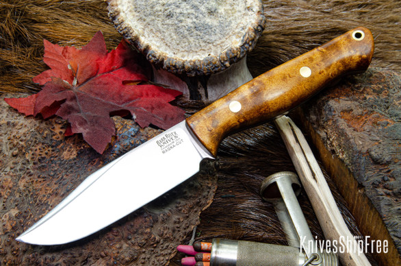 Bark River Knives: Gunny Sidekick - CPM MagnaCut - Dark Birdseye Maple - Black Liners - Brass Pins #1