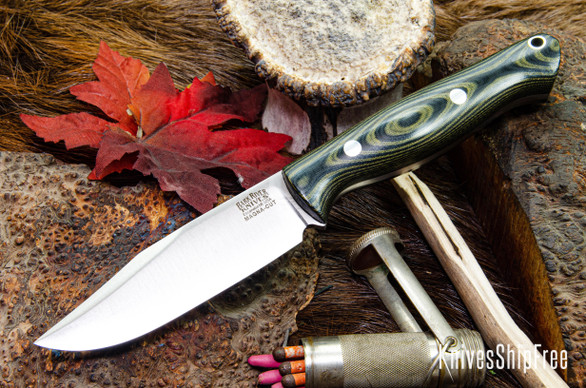 Bark River Knives: Gunny Sidekick - CPM MagnaCut - Black & Green Linen Micarta