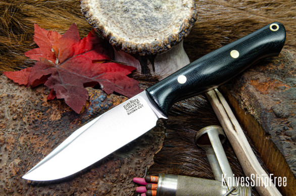 Bark River Knives: Gunny Sidekick - CPM MagnaCut - Black Canvas Micarta - Brass Pins