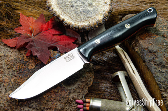 Bark River Knives: Gunny Sidekick - CPM MagnaCut - Black G-10 - Orange Liners - Mosaic Pins