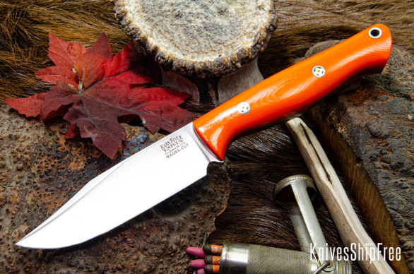 Bark River Knives: Gunny Sidekick - CPM MagnaCut - Blaze Orange G-10 - Mosaic Pins