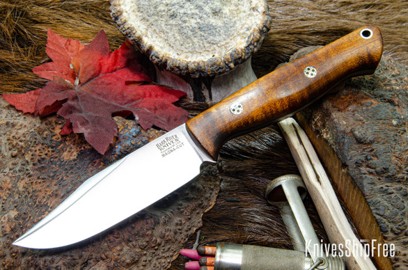 Bark River Knives: Gunny Sidekick - CPM MagnaCut - Dark Curly Maple - Black Liners - Mosaic Pins #1