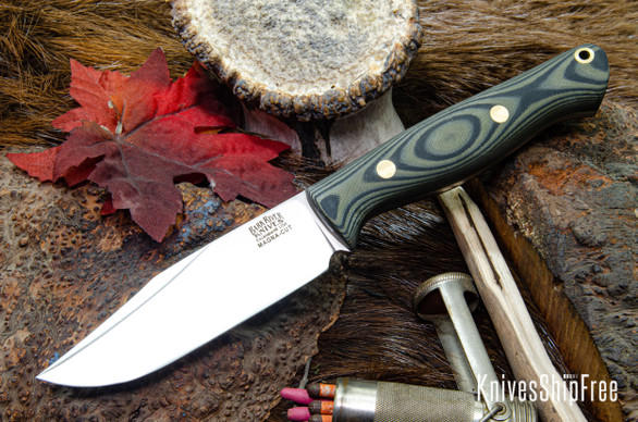 Bark River Knives: Gunny Sidekick - CPM MagnaCut - Green & Black Suretouch - Matte - Brass Pins