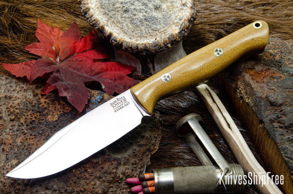 Bark River Knives: Gunny Sidekick - CPM MagnaCut - Natural Canvas Micarta - Mosaic Pins