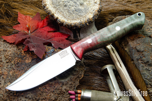 Bark River Knives: Gunny Sidekick - CPM MagnaCut - Red & Green Tigertail Maple Burl